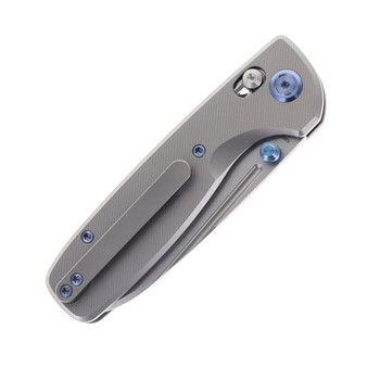 KB Knives Bluff Folding Knife Gray Micro Milling Titanium Handle S35VN Plain Edge Sandblast Finish KB383C