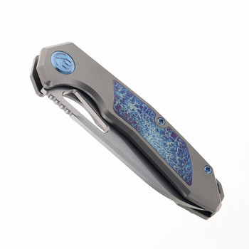 KB Knives Vagrant Folding Knife Blue Flame Inlay Titanium Handle S35VN Blade KB284H