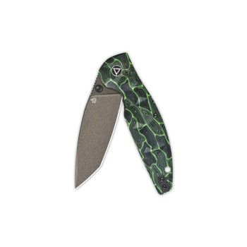 QSP Turtle Punk Folding Knife Black/Green G10 Handle 14C28N Tanto Plain Edge Champagne Ceramic Coating Finish QS158-C2 QSP Turtle Punk Folding Knife Black/Green G10 Handle 14C28N Tanto Plain Edge Champagne Ceramic Coating Finish QS158-C2