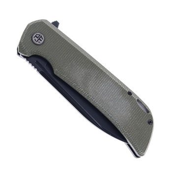 Petrified Fish Tunny Folding Knife Green Micarta Handle Black Stonewashed 14C28N Blade PFB05GRMDW Petrified Fish Tunny Folding Knife Green Micarta Handle Black Stonewashed 14C28N Blade PFB05GRMDW
