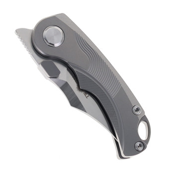 TwoSun Folding Knife Gray Titanium Handle M390 Plain Edge TS199-Satin