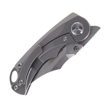 TwoSun Folding Knife Gray Titanium Handle M390 Plain Edge TS199-Satin
