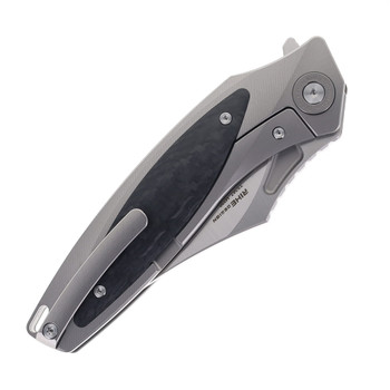 TwoSun Flipper Folding Knife Titanium/Carbon Fiber Handle M390 Plain Edge TS367-M390