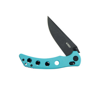 Kubey Hound Crossbar Lock Folding Knife Tiffany Blue G10 Handle 14C28N Clip Point Plain Edge Blackwash Finish KU172D