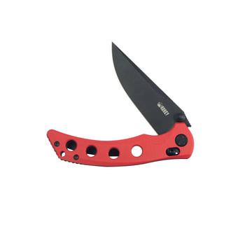Kubey Hound Crossbar Lock Folding Knife Red G10 Handle 14C28N Clip Point Plain Edge Blackwash Finish KU172E