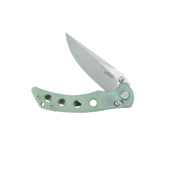 Kubey Hound Crossbar Lock Folding Knife Jade G10 Handle 14C28N Clip Point Plain Edge Stonewash Finish KU172G