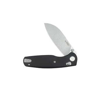 Kubey Breeze Every Carry Crossbar Lock Folding Knife Black G10 Handle 14C28N Sheepsfoot Plain Edge Stonewash Finish KU288A