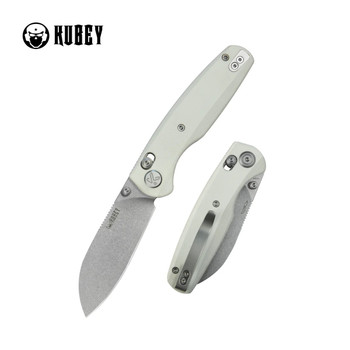 Kubey Breeze Every Carry Crossbar Lock Folding Knife White G10 Handle 14C28N Sheepsfoot Plain Edge Stonewash Finish KU288E Kubey Breeze Every Carry Crossbar Lock Folding Knife White G10 Handle 14C28N Sheepsfoot Plain Edge Stonewash Finish KU288E