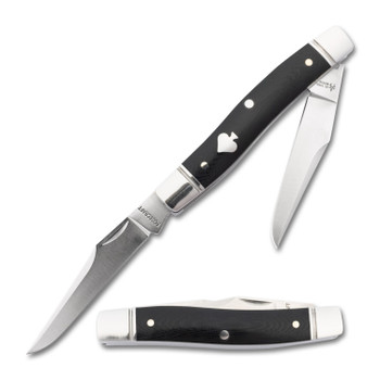 RoseCraft Blades Sequatchie River Muskrat Folding Knife Black Micarta Handle D2 Clip Point Plain Edge Satin Finish RCT018