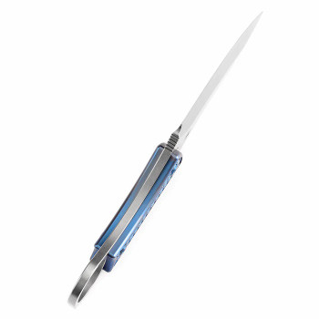 Kansept Niko Fixed Blade Knife Blue Titanium Handle D2 Clip Point Plain Edge Stonewash Finish G004A4