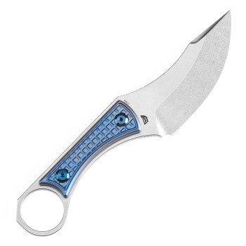 Kansept Niko Fixed Blade Knife Blue Titanium Handle D2 Clip Point Plain Edge Stonewash Finish G004A4