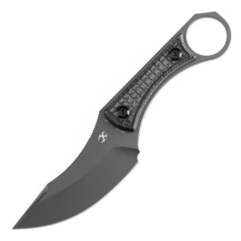 Kansept Niko Fixed Blade Knife Black Micarta Handle D2 Clip Point Plain Gray Blade G004A6