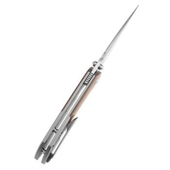 Kansept Fenrir Flipper Folding Knife Titanium/Amber PEI Ultem Handle S35VN Drop Point Plain Edge Satin Finish K1034P1