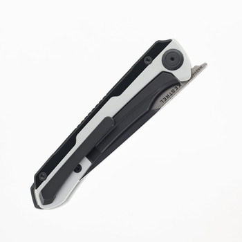 Maxace Kestrel Folding Knife White/Black Aluminum/G10 Handle Magnacut Drop Point Plain Edge Satin Finish MM28-1-A
