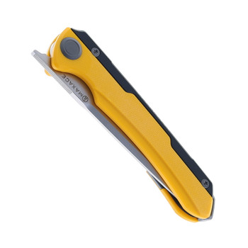 Maxace Kestrel Folding Knife Yellow/Black Aluminum/G10 Handle Magnacut Drop Point Plain Edge Satin Finish MM28-1-B