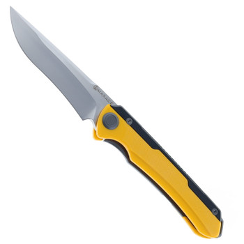 Maxace Kestrel Folding Knife Yellow/Black Aluminum/G10 Handle Magnacut Drop Point Plain Edge Satin Finish MM28-1-B