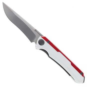 Maxace Kestrel Folding Knife White/Red Aluminum/G10 Handle Magnacut Drop Point Plain Edge Satin Finish MM28-1-C
