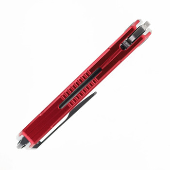 Maxace Kestrel Folding Knife White/Red Aluminum/G10 Handle Magnacut Drop Point Plain Edge Satin Finish MM28-1-C