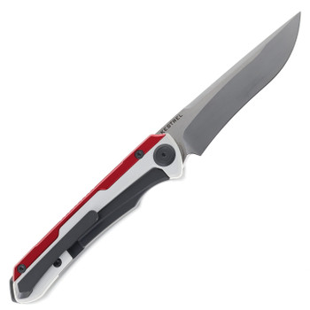 Maxace Kestrel Folding Knife White/Red Aluminum/G10 Handle Magnacut Drop Point Plain Edge Satin Finish MM28-1-C