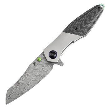 Kansept Mistaken Folding Knife Titanium/Twill Carbon Fiber Handle 20CV Wharncliffe Plain Edge Satin Finish K1053D1