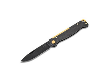 Boker Atlas Folding Knife Black 12C27 Stonewash Brass 01BO859