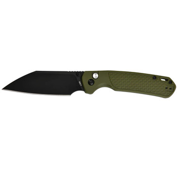 CJRB Pyrite-Light Folding Knife Green FRN Handle Wharncliffe Plain Black Blade J1945-BGN