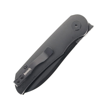 Petrified Fish PFE16 Elcamino Folding Knife Black Aluminum Handle N690 Plain Edge Black Stonewash Finish PFE16DADW