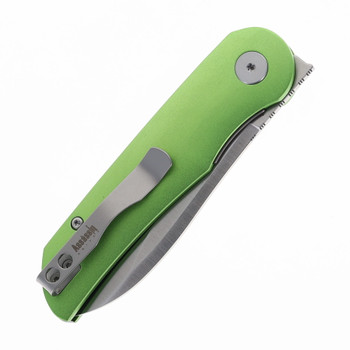 Petrified Fish PFE16 Elcamino Folding Knife Green Aluminum Handle N690 Plain Edge Black Stonewash Finish PFE16GRAS