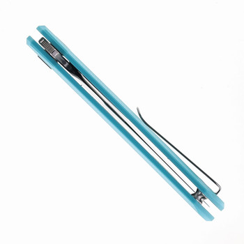 Bestechman Dundee Folding Knife Light Blue G10 Handle D2 Plain Edge Stonewash/Satin Finish BMK09B