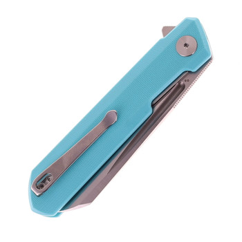 Bestechman Dundee Folding Knife Light Blue G10 Handle D2 Plain Edge Stonewash/Satin Finish BMK09B