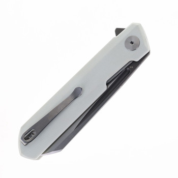 Bestechman Dundee Folding Knife White G10 Handle D2 Sheepsfoot Plain Edge Gray/Satin Finish BMK09C