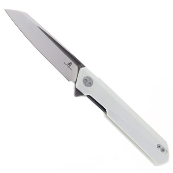 Bestechman Dundee Folding Knife White G10 Handle D2 Sheepsfoot Plain Edge Gray/Satin Finish BMK09C