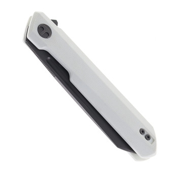 Bestechman Dundee Folding Knife White G10 Handle D2 Sheepsfoot Plain Edge Gray PVD Finish BMK09D