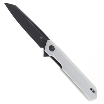 Bestechman Dundee Folding Knife White G10 Handle D2 Sheepsfoot Plain Edge Gray PVD Finish BMK09D