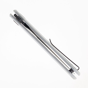 Bestechman Dundee Folding Knife White G10 Handle D2 Sheepsfoot Plain Edge Gray PVD Finish BMK09D