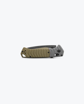Benchmade PSK Folding Knife Gray/OD Green G10 Handle Magnacut Drop Point Plain Edge Folding Knife BM593BK