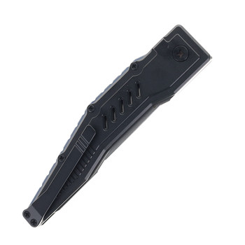 Olight Mettle 3 Button Lock Folding Knife Black Aluminum Handle S35VN Plain Edge Satin Finish OLTMETTLE3BK