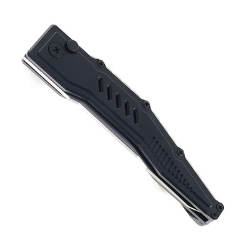 Olight Mettle 3 Button Lock Folding Knife Black Aluminum Handle S35VN Plain Edge Satin Finish OLTMETTLE3BK