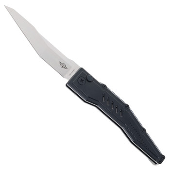 Olight Mettle 3 Button Lock Folding Knife Black Aluminum Handle S35VN Plain Edge Satin Finish OLTMETTLE3BK