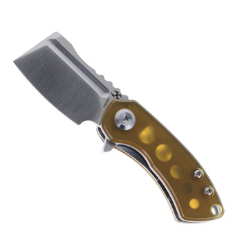 Kansept Mini Korvid Folding Knife Amber Ultem Handle S35VN Cleaver Plain Edge Satin Finish K3030P1