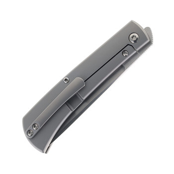 Esnyx Silver Line Workhorse  Folding Knife Titanium Handle M390 Plain Edge Satin Finish ESN-WHFF-74