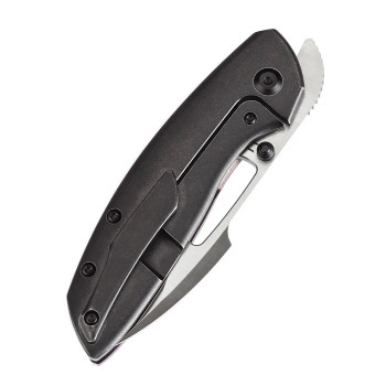 Kansept Link Folding Knife Timascus/Blackwash Titanium Handle 20CV Plain Edge Satin Finish K1068A3