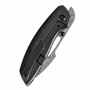 Kansept Link Folding Knife 80S Camo Carbon Fiber/Titanium Handle Damascus Plain Edge K1068A5