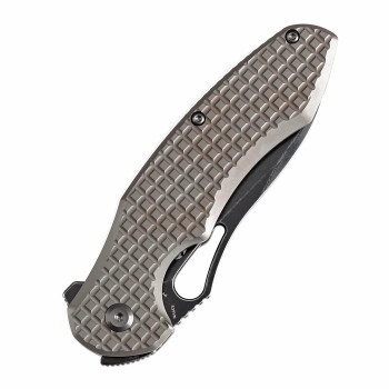 Kansept Echis Folding Knife Bronze Frag Titanium Handle S35VN Drop Point Plain Edge Black Stonewash Finish K1071A6