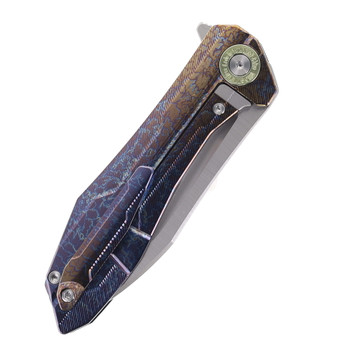TwoSun Flipper Folding Knife Color Titanium Handle M390 Plain Edge TS17-M390-Color