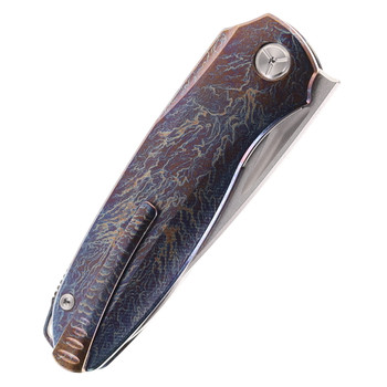 TwoSun Folding Knife Color Titanium Handle 14C28N Drop Point Plain Edge TS483-14C-Col