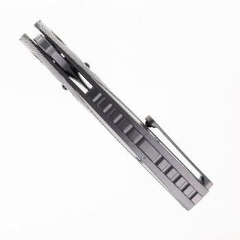 TwoSun Folding Knife Stonewash Titanium Handle M390 Plain Edge TS102-M390-SD