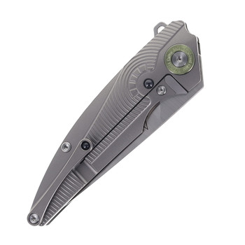 TwoSun Folding Knife Stonewash Titanium Handle M390 Plain Edge TS102-M390-SD