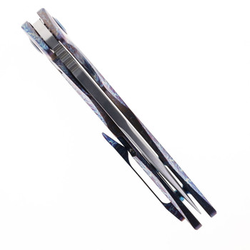 Kansept Kryo Folding Knife Lightning Strike Titanium Handle Damascus Plain Edge K1001A6