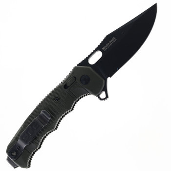 SOG Seal XR Lock Folding Knife Green GRN Handle S35VN Plain Edge Black Cerakote Finish 12-21-10-57